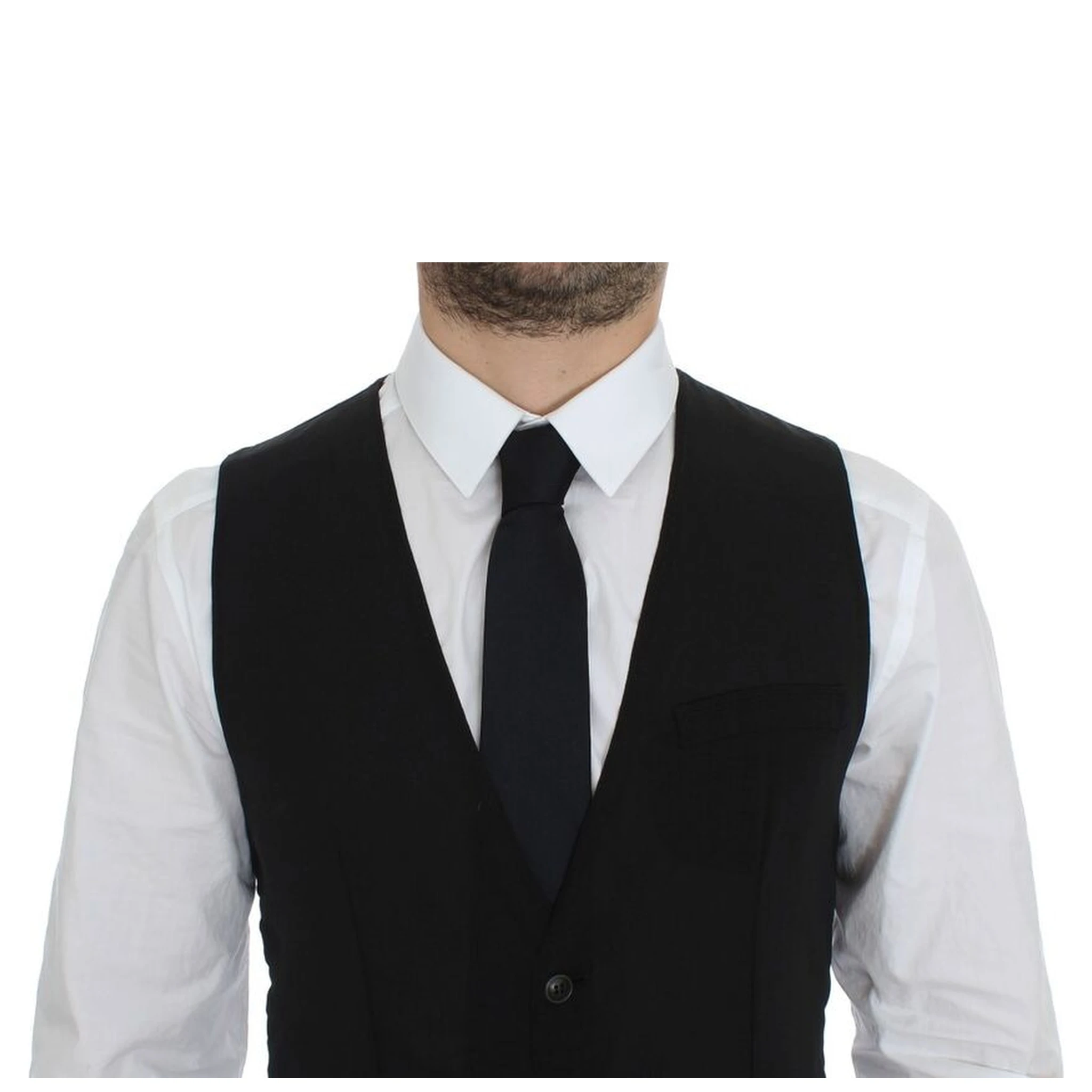 Black Wool Formal Dress Vest Gilet Jacket