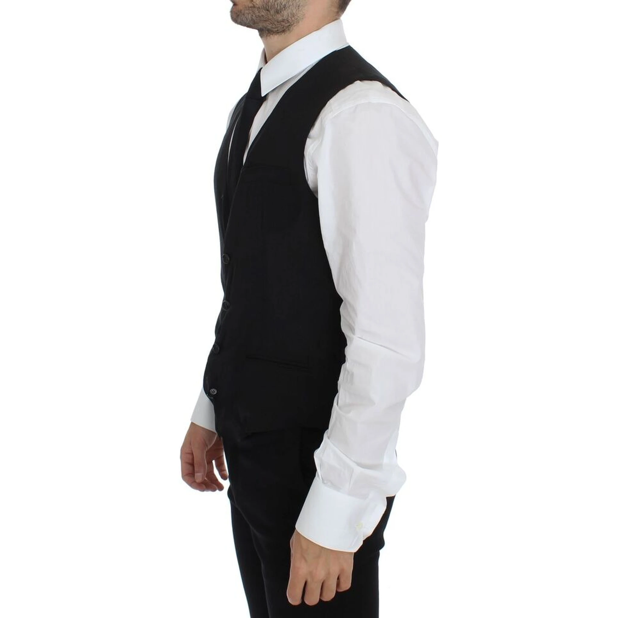 Black Wool Formal Dress Vest Gilet Jacket