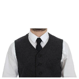 Gray Wool Blend Logo Vest Gilet Weste