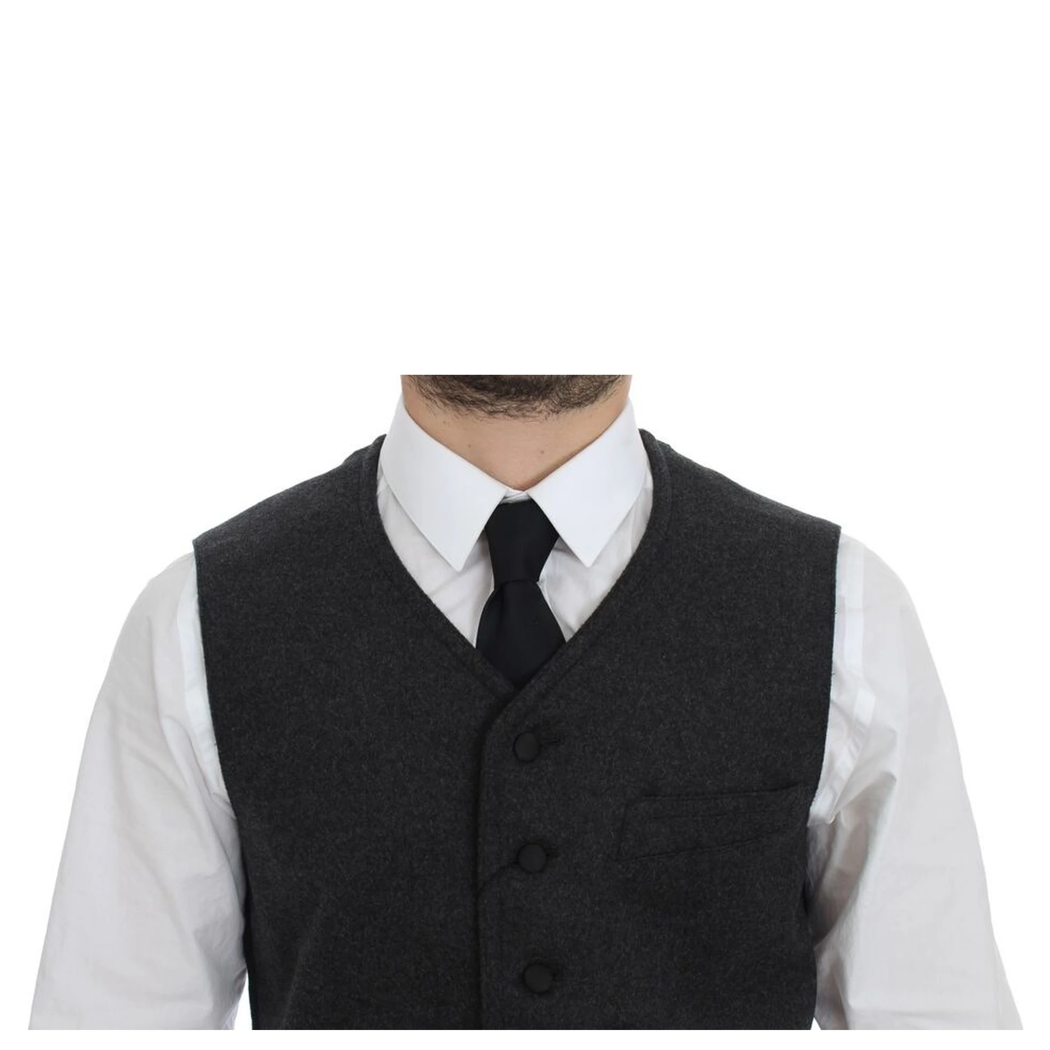 Gray Wool Blend Logo Vest Gilet Weste