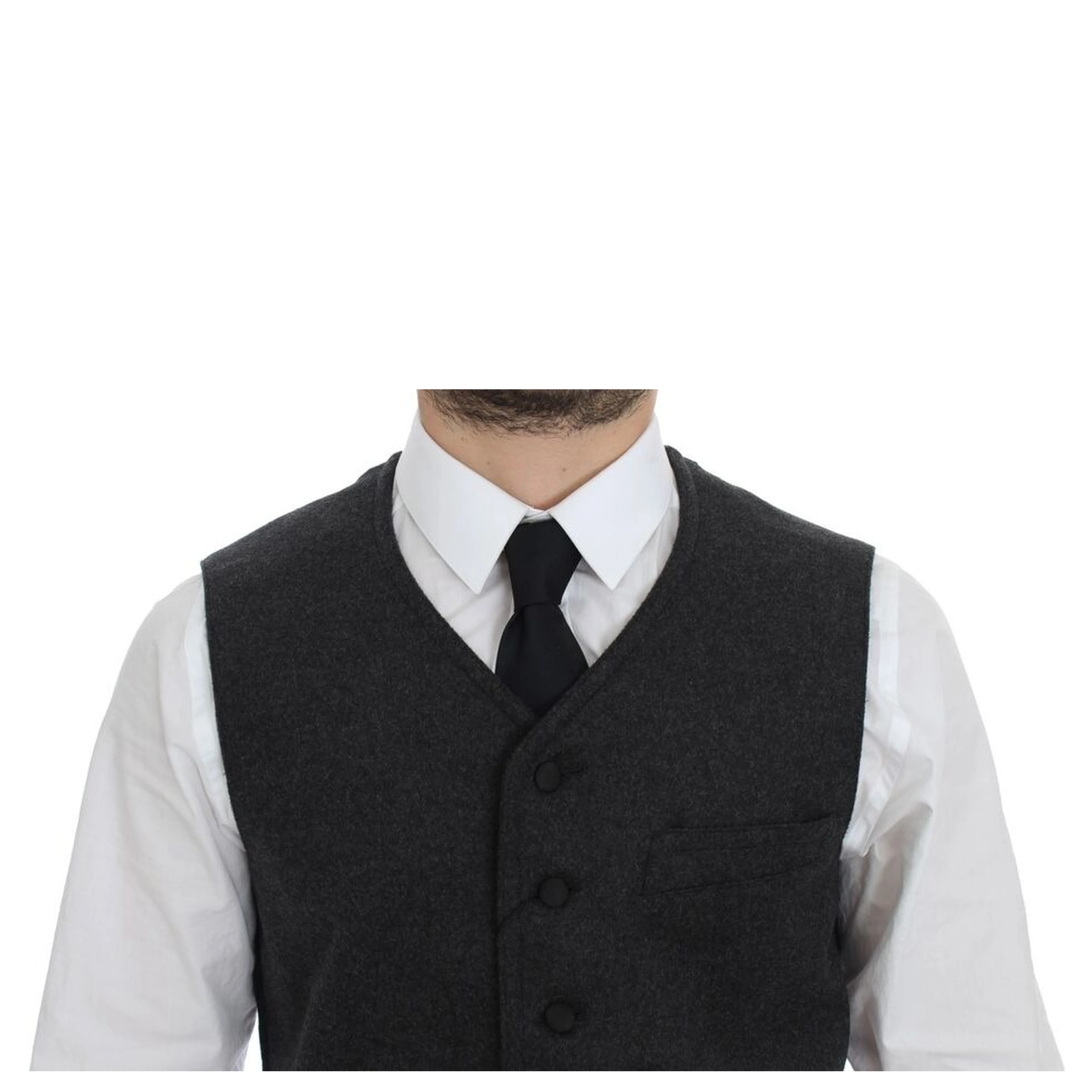Gray Wool Blend Logo Vest Gilet Weste
