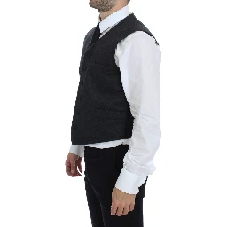 Gray Wool Blend Logo Vest Gilet Weste