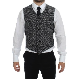 Gray Cotton Blend Logo Vest Gilet Weste