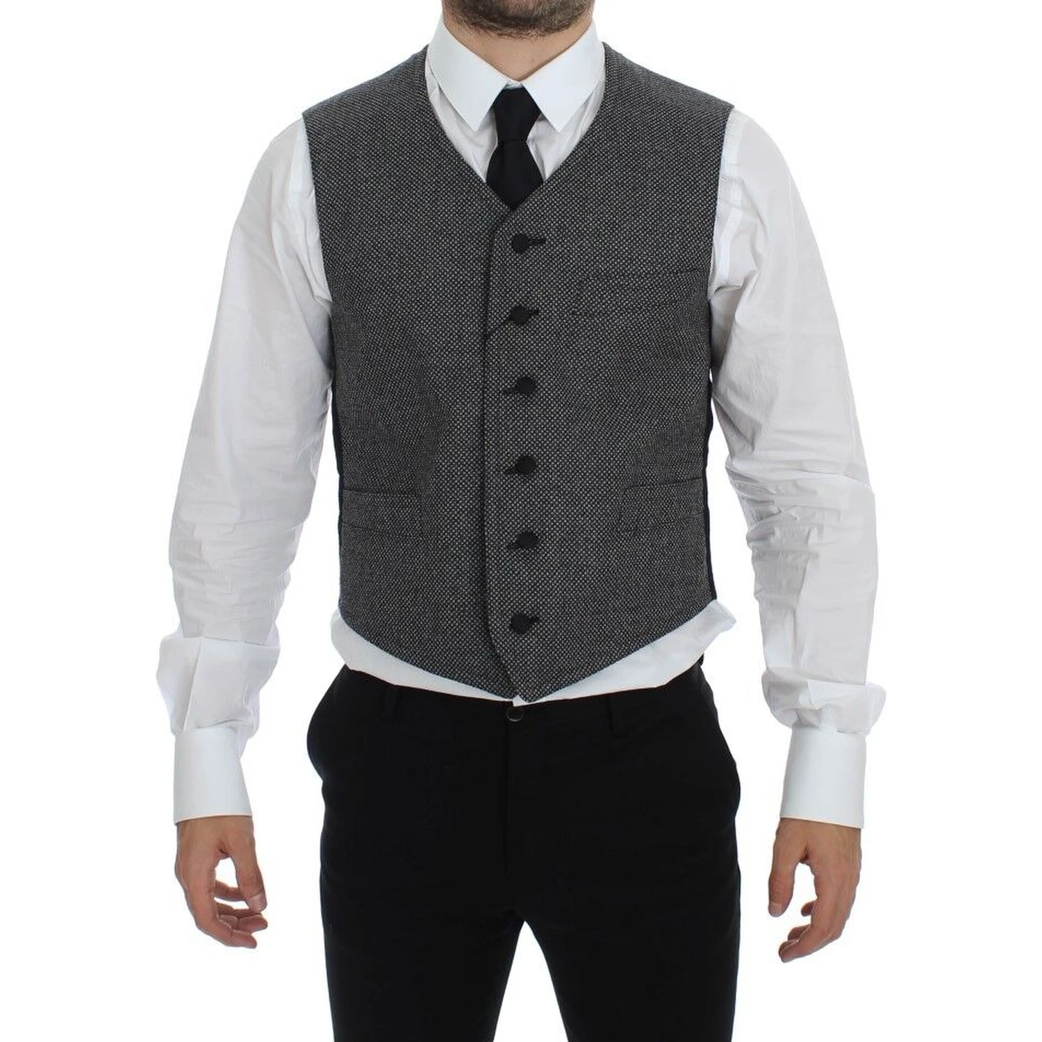 Gray Cotton Blend Logo Vest Gilet Weste