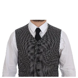 Gray Cotton Blend Logo Vest Gilet Weste