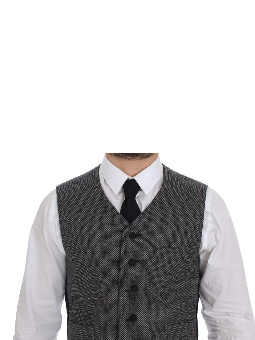 Gray Cotton Blend Logo Vest Gilet Weste