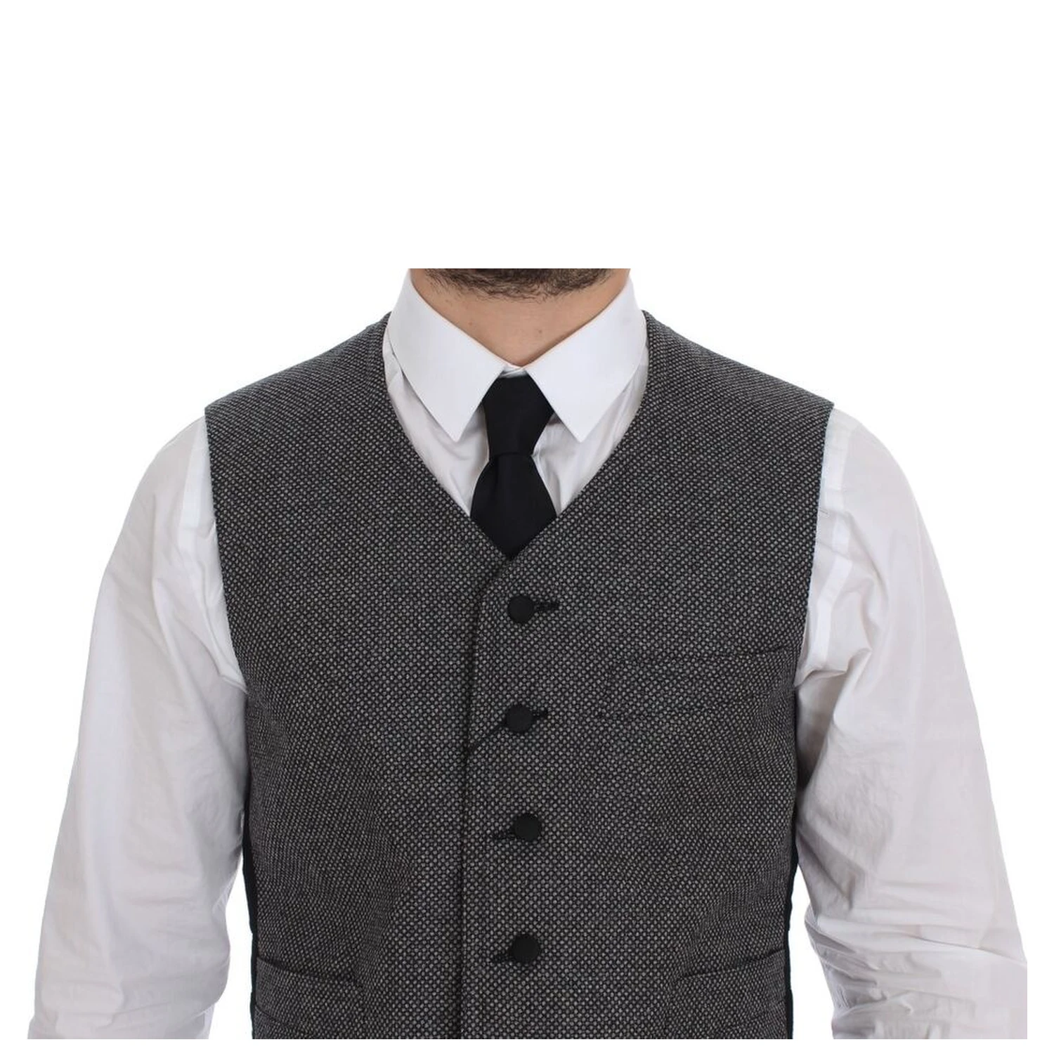 Gray Cotton Blend Logo Vest Gilet Weste