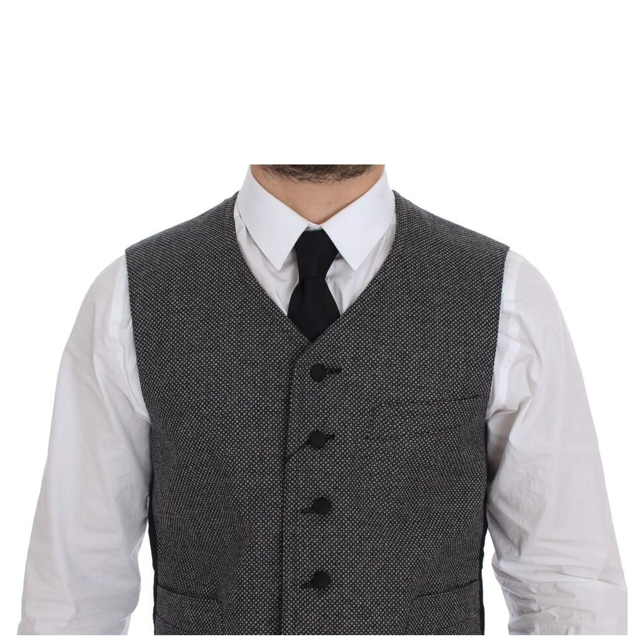 Gray Cotton Blend Logo Vest Gilet Weste