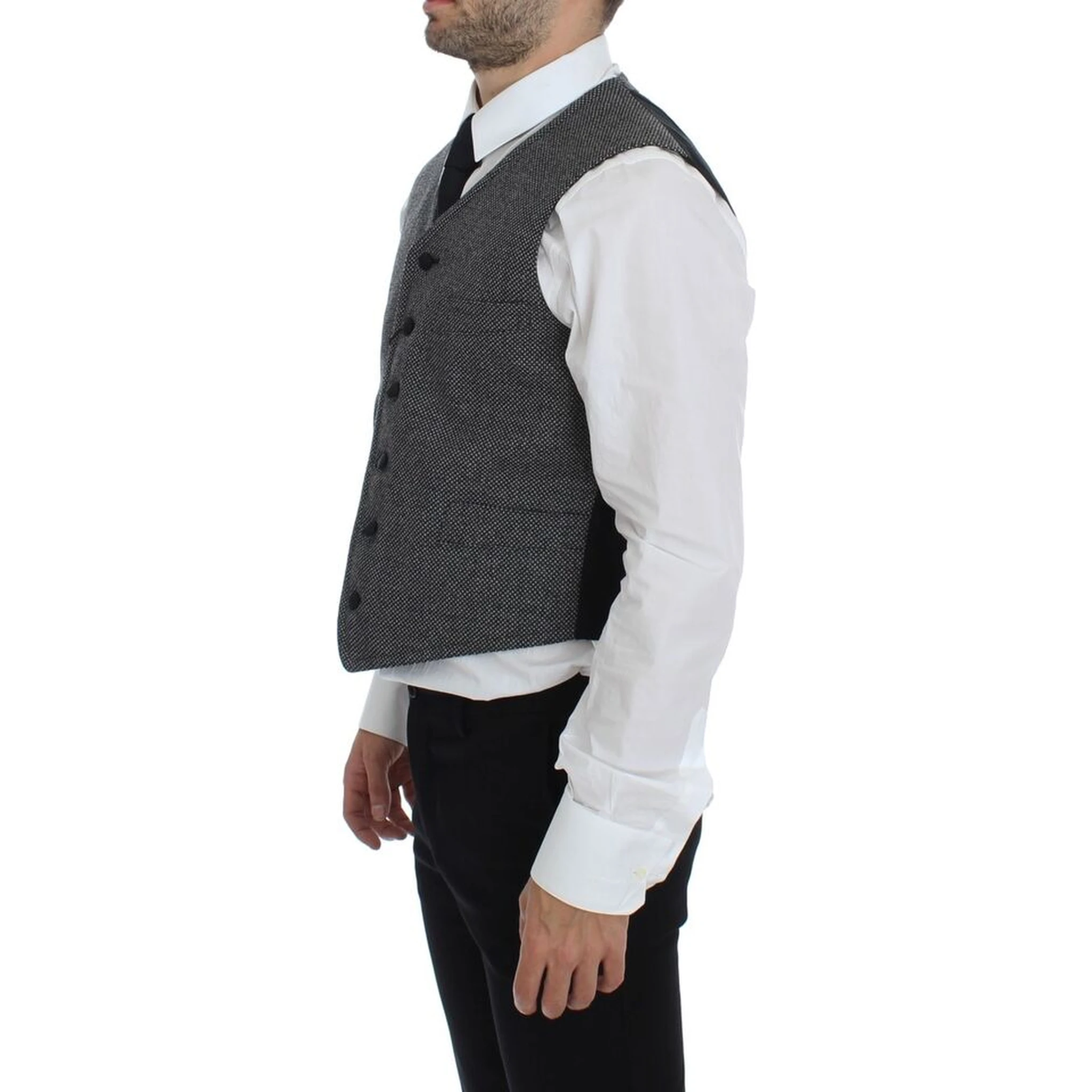 Gray Cotton Blend Logo Vest Gilet Weste