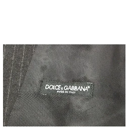 Gray Striped Wool Logo Vest Gilet Vests