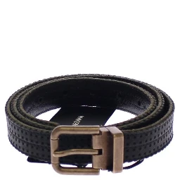 Blue Leather Logo Belt