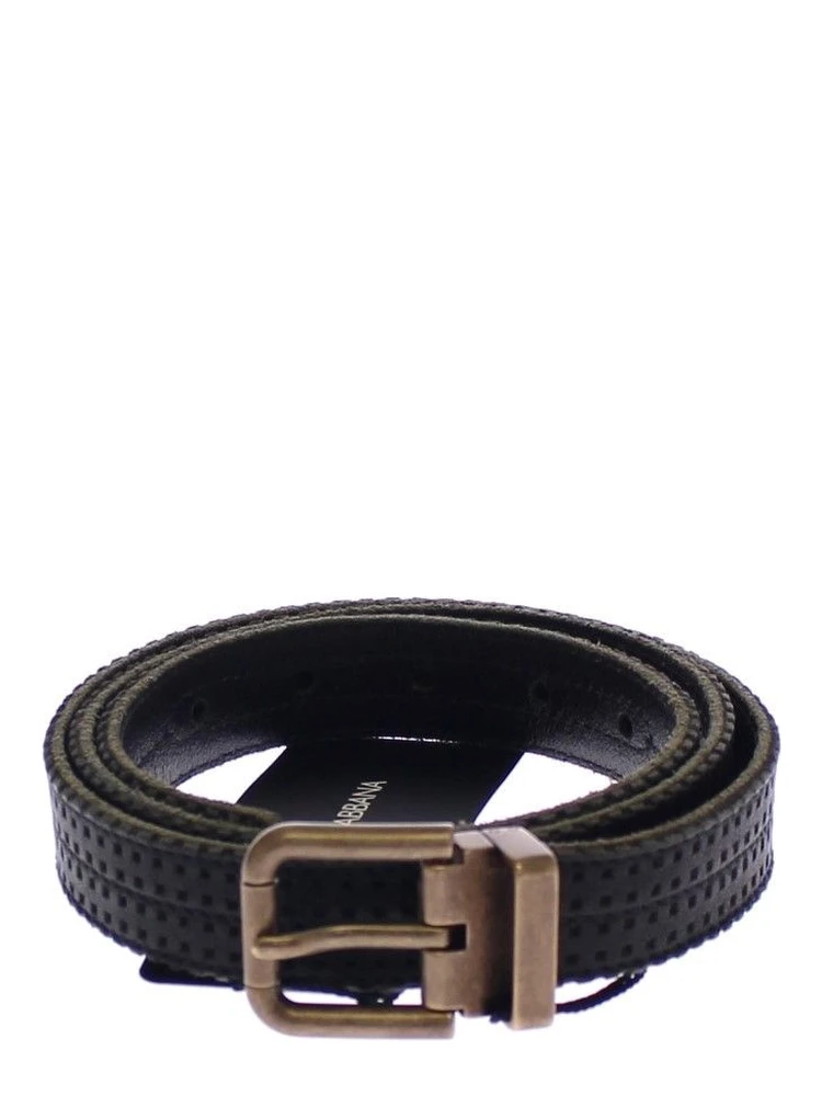 Blue Leather Logo Belt
