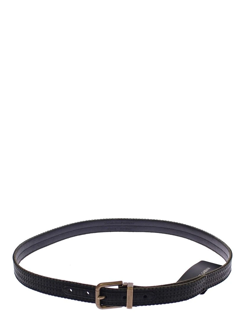 Blue Leather Logo Belt