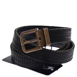 Blue Leather Logo Belt