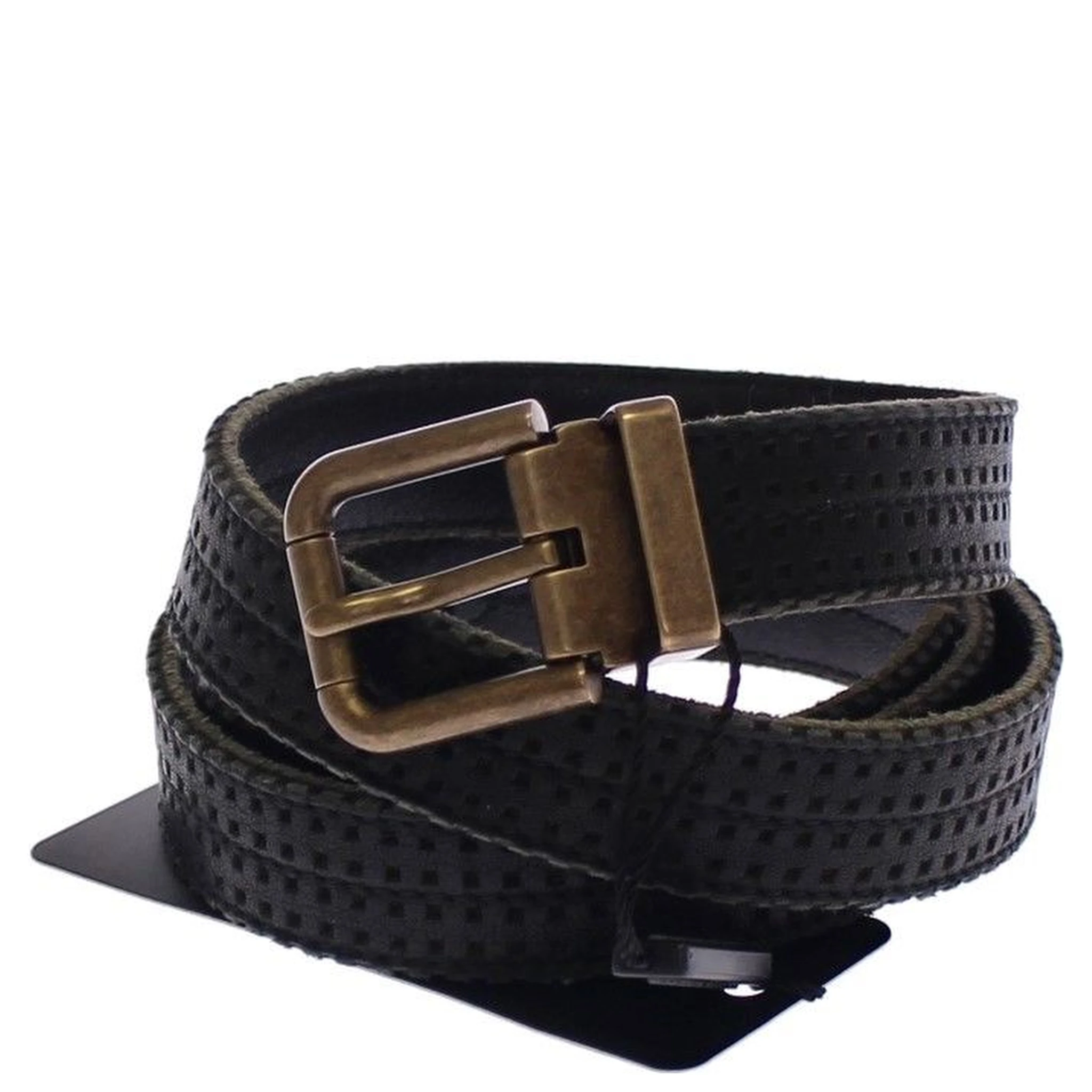 Blue Leather Logo Belt