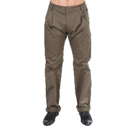Green Cotton Stretch Comfort Fit Pants