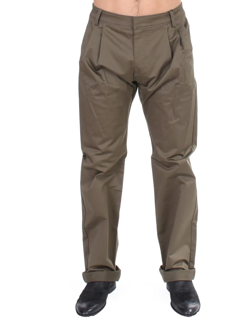 Green Cotton Stretch Comfort Fit Pants