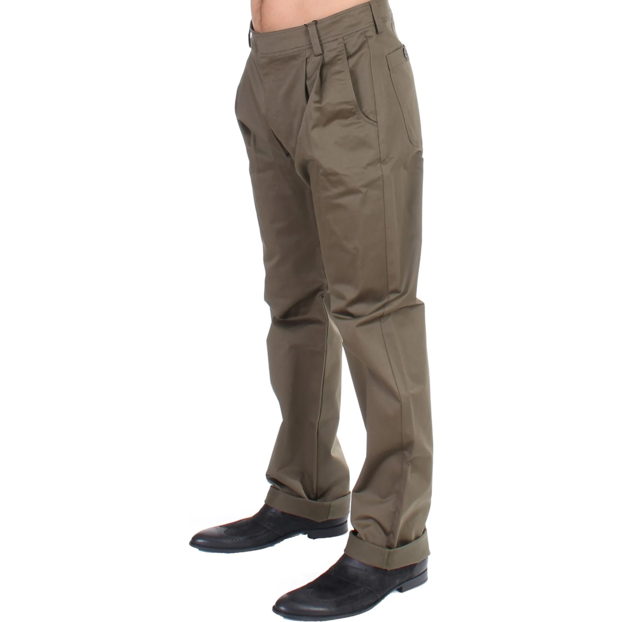 Green Cotton Stretch Comfort Fit Pants