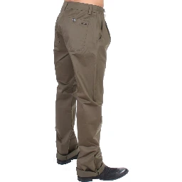 Green Cotton Stretch Comfort Fit Pants
