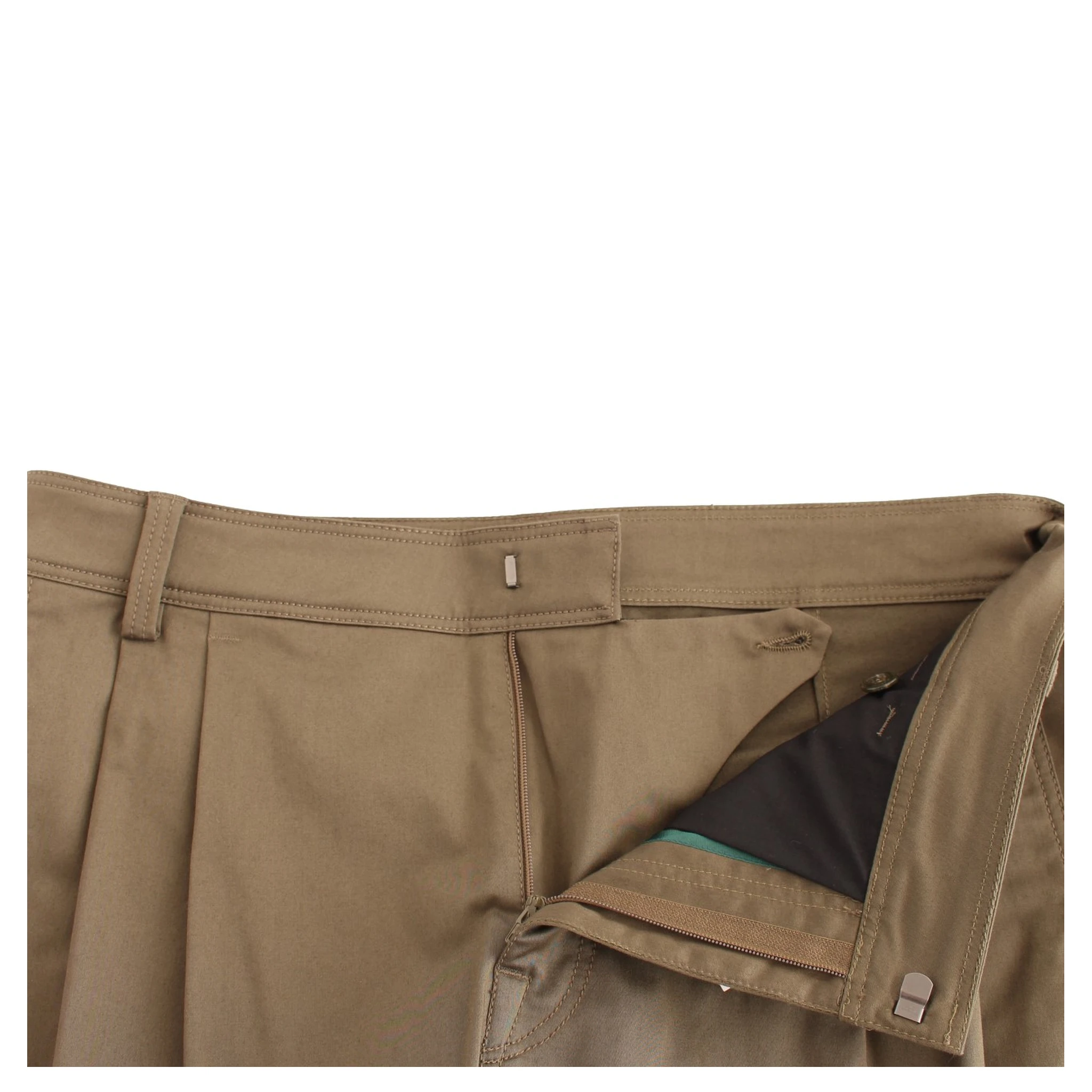 Green Cotton Stretch Comfort Fit Pants