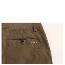 Green Cotton Stretch Comfort Fit Pants