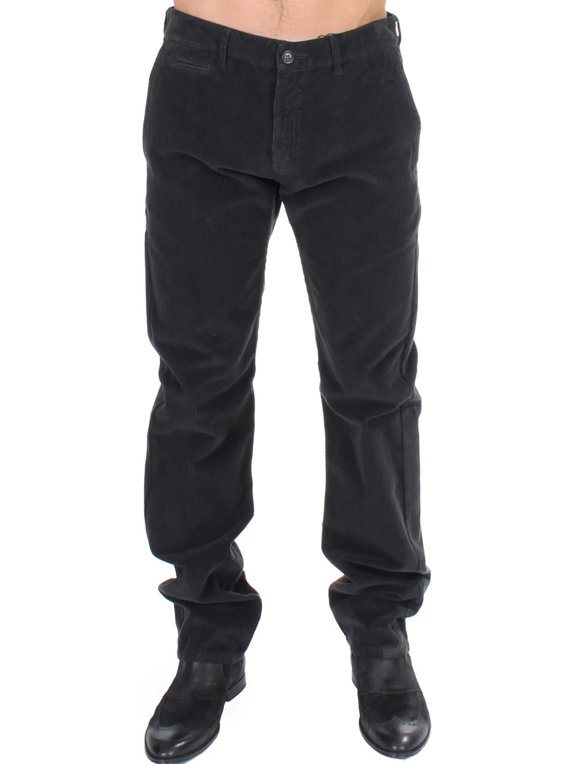 Black Corduroy Cotton Straight Fit Pants