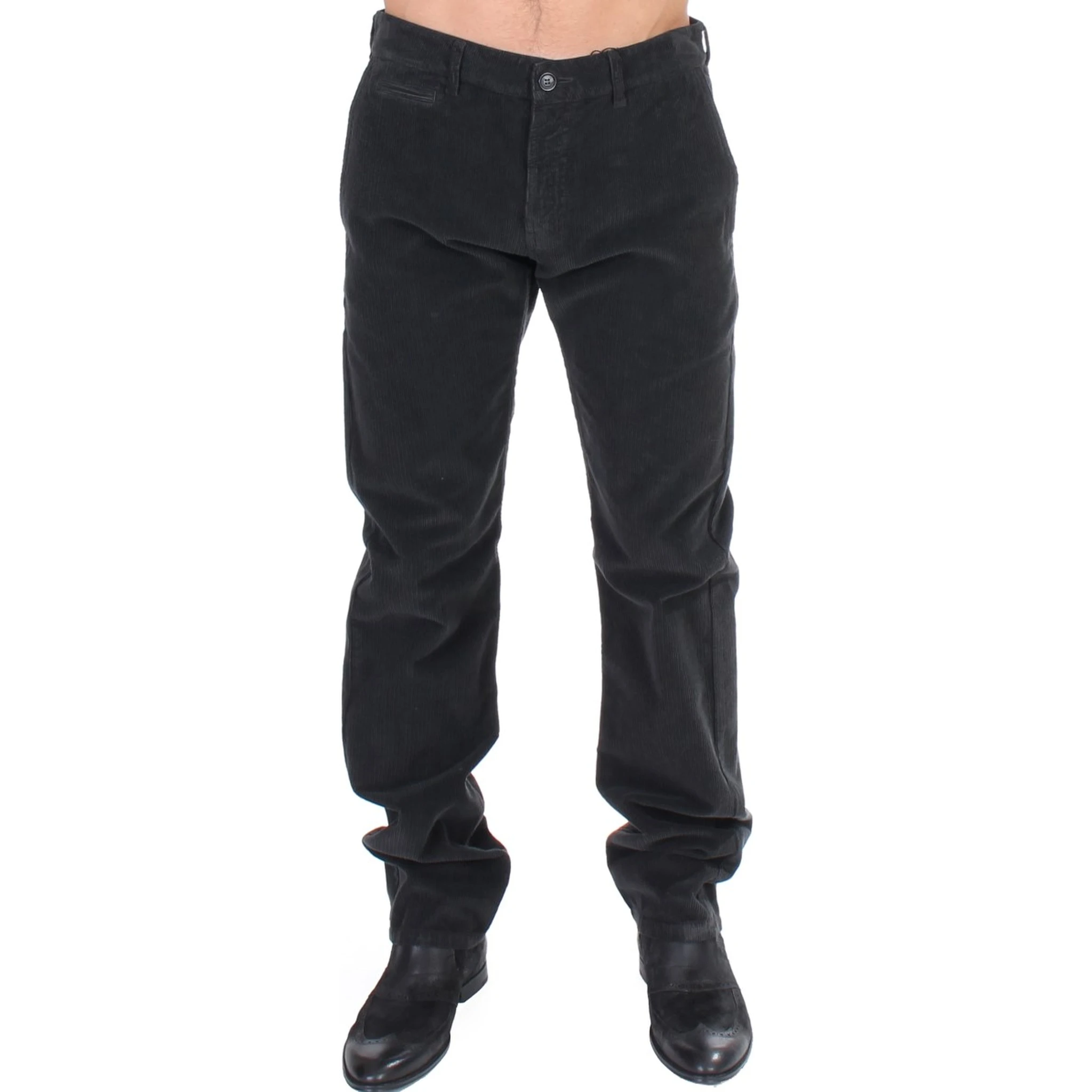 Black Corduroy Cotton Straight Fit Pants