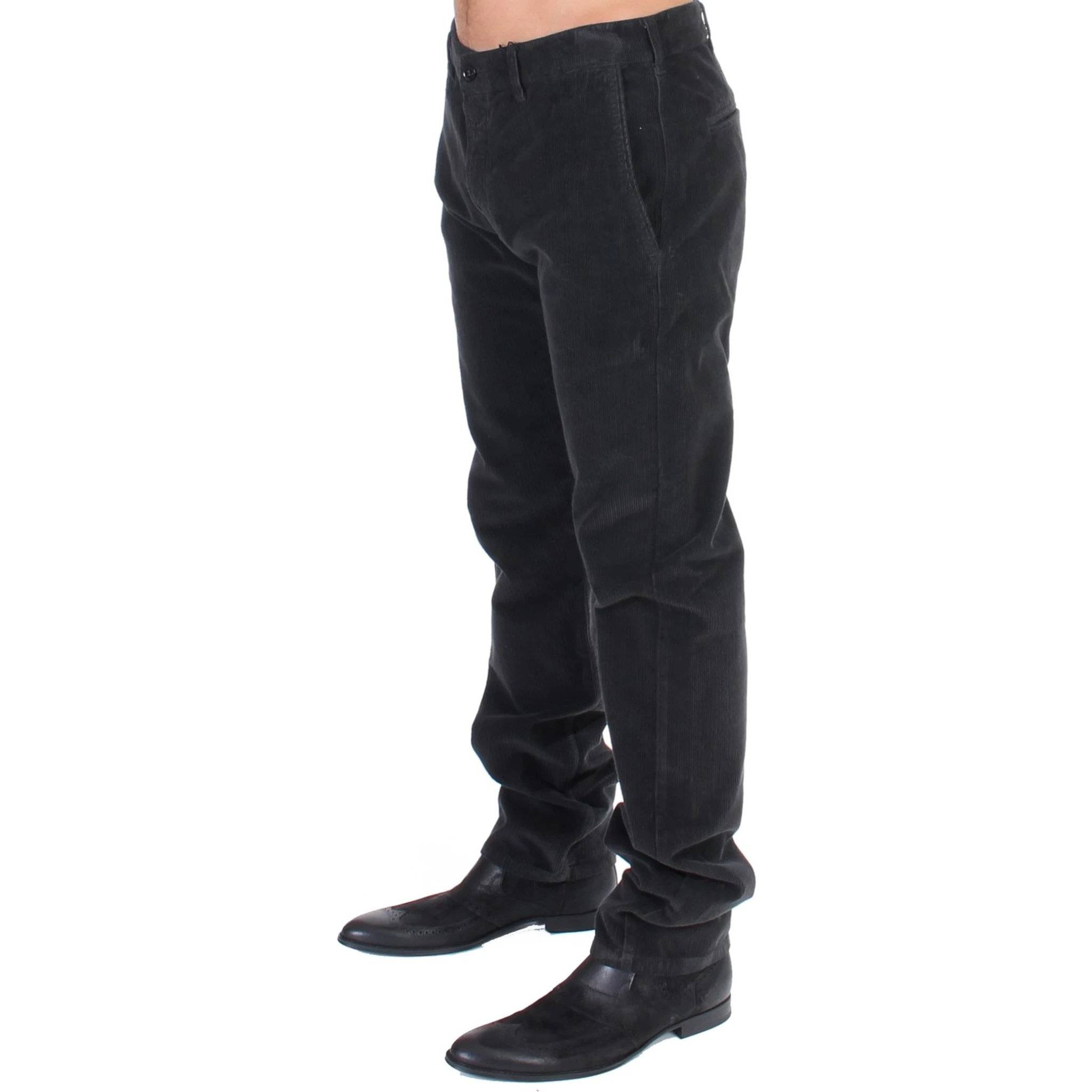 Black Corduroy Cotton Straight Fit Pants