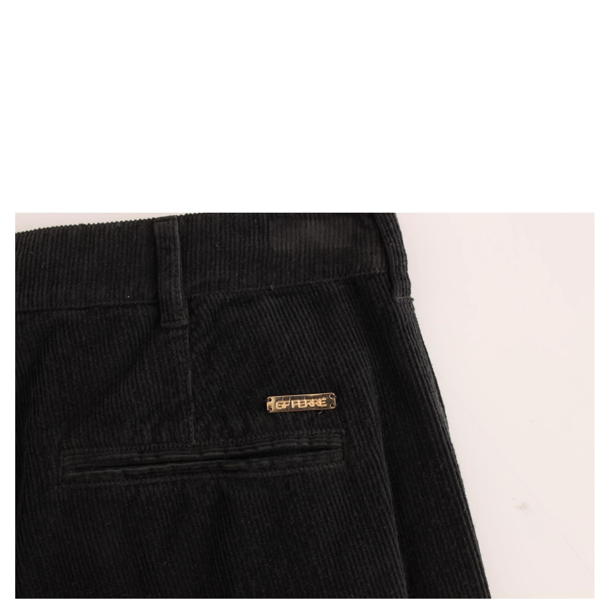 Black Corduroy Cotton Straight Fit Pants