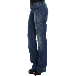 Blue Wash Cotton Stretch Boot Cut Jeans