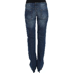 Blue Wash Cotton Stretch Boot Cut Jeans