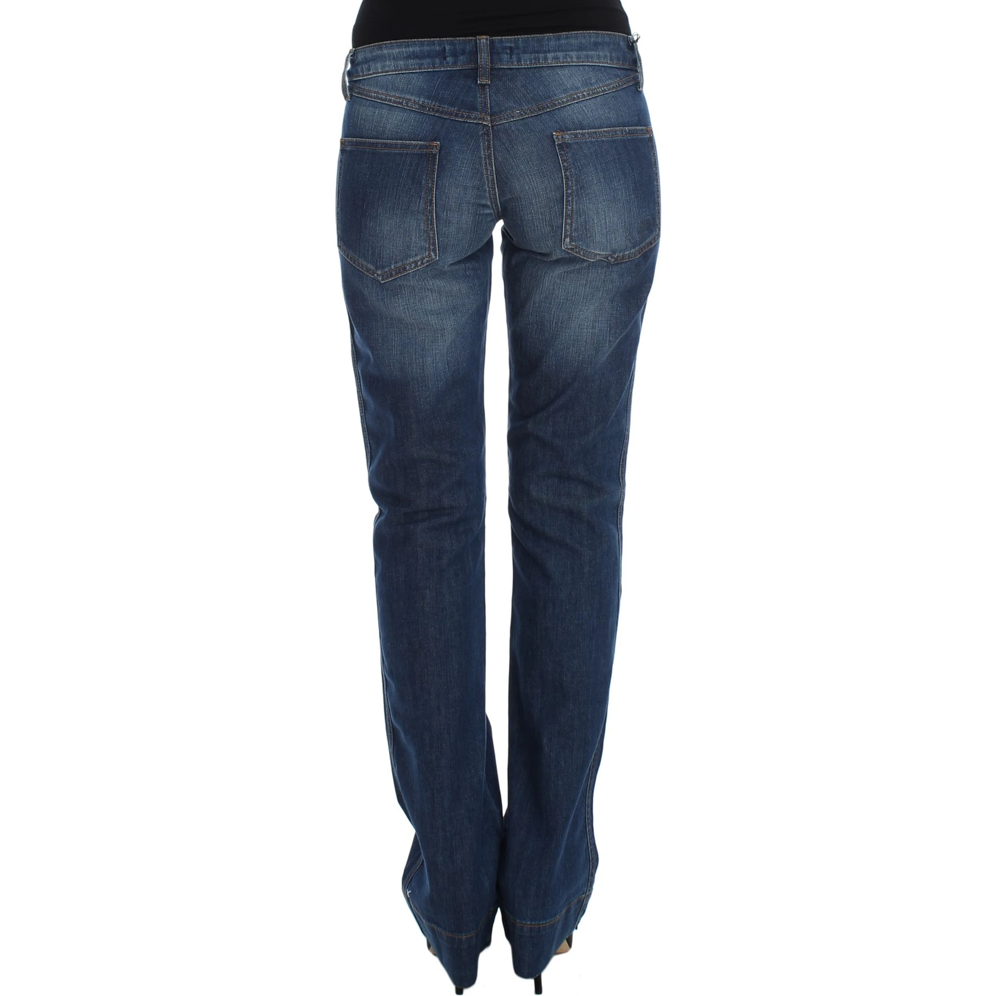 Blue Wash Cotton Stretch Boot Cut Jeans