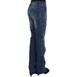 Blue Wash Cotton Stretch Boot Cut Jeans
