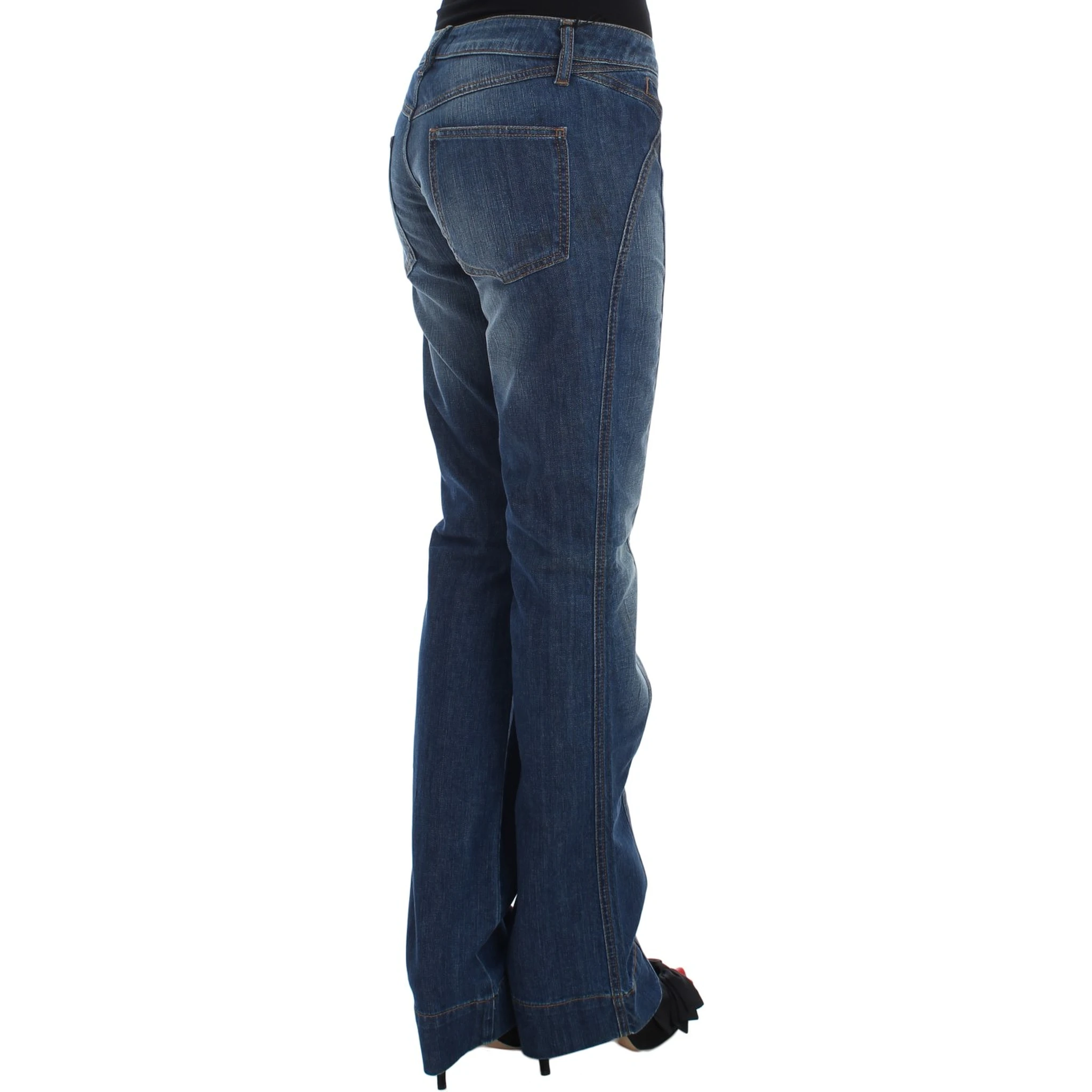 Blue Wash Cotton Stretch Boot Cut Jeans