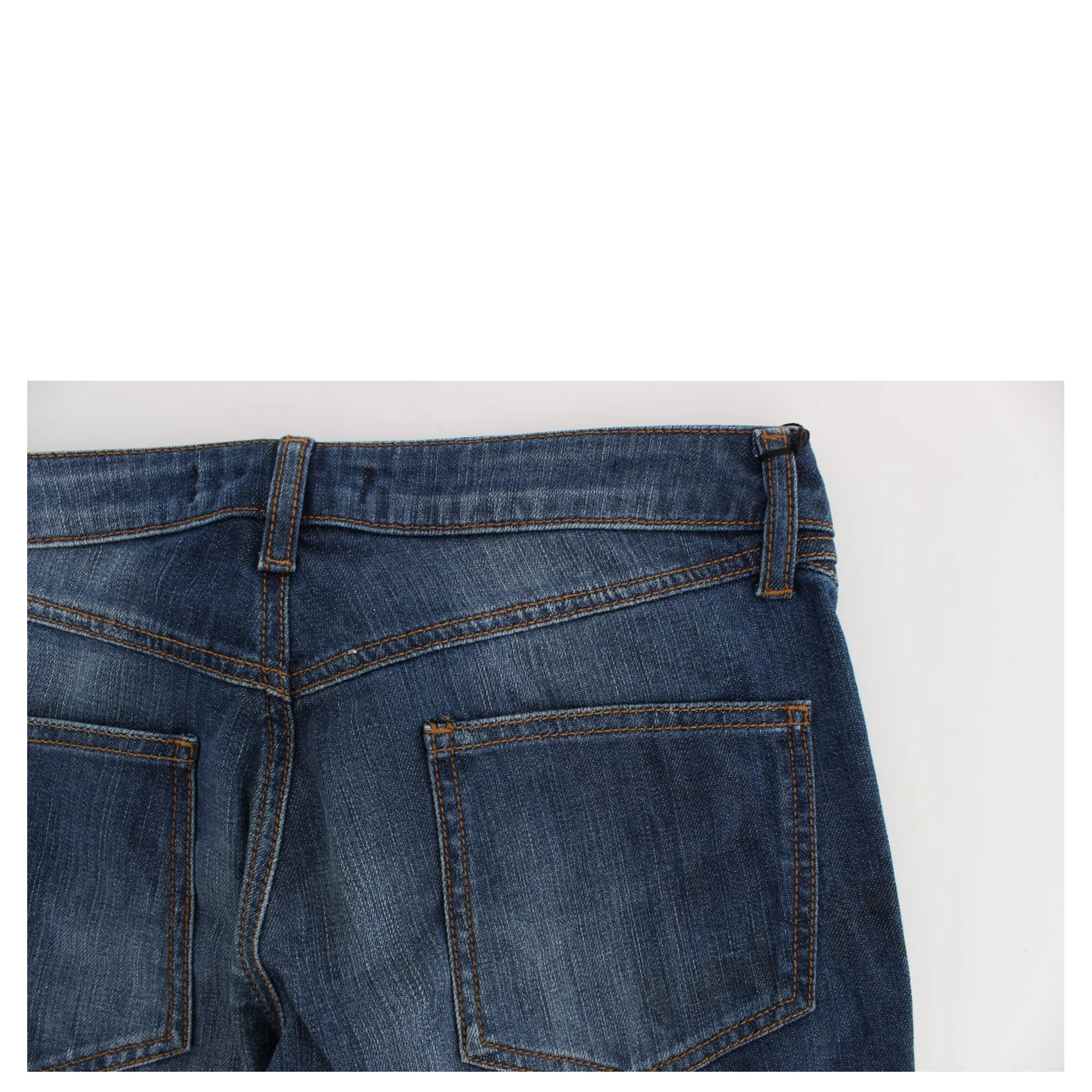 Blue Wash Cotton Stretch Boot Cut Jeans