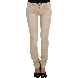 Beige Wash Slim Fit Cotton Stretch Jeans