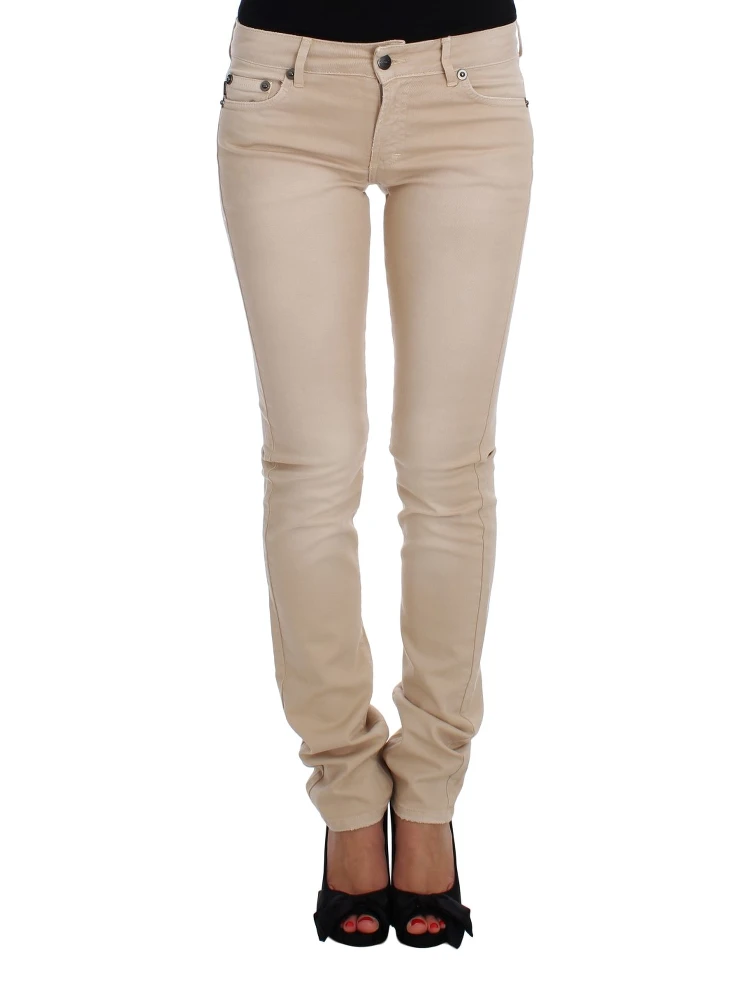 Beige Wash Slim Fit Cotton Stretch Jeans