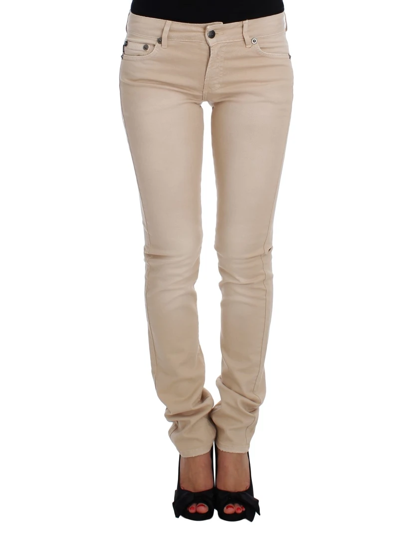 Beige Wash Slim Fit Cotton Stretch Jeans