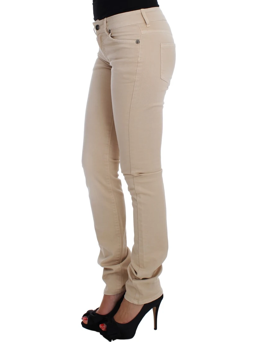 Beige Wash Slim Fit Cotton Stretch Jeans