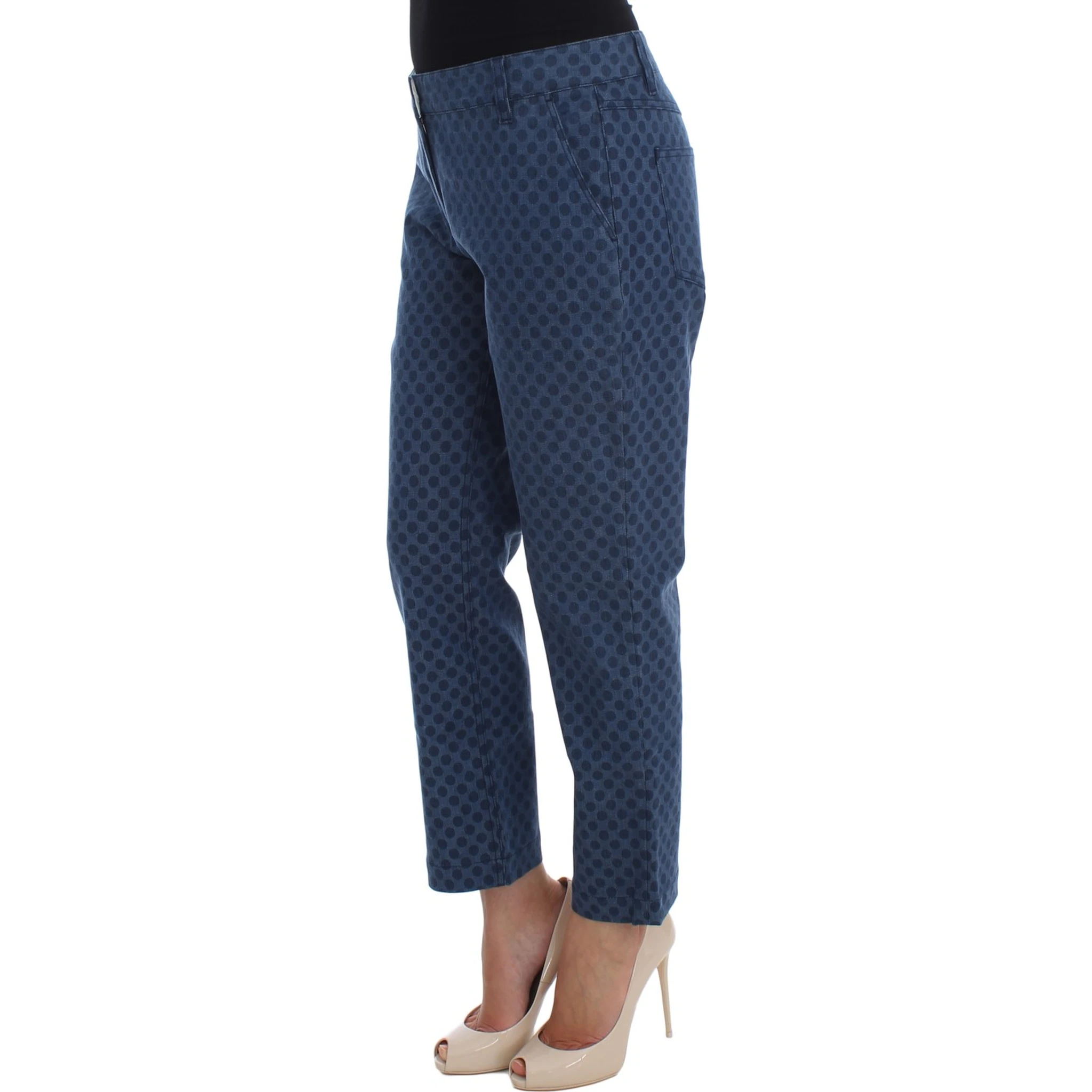 Polka Dotted Stretch Capri Jeans