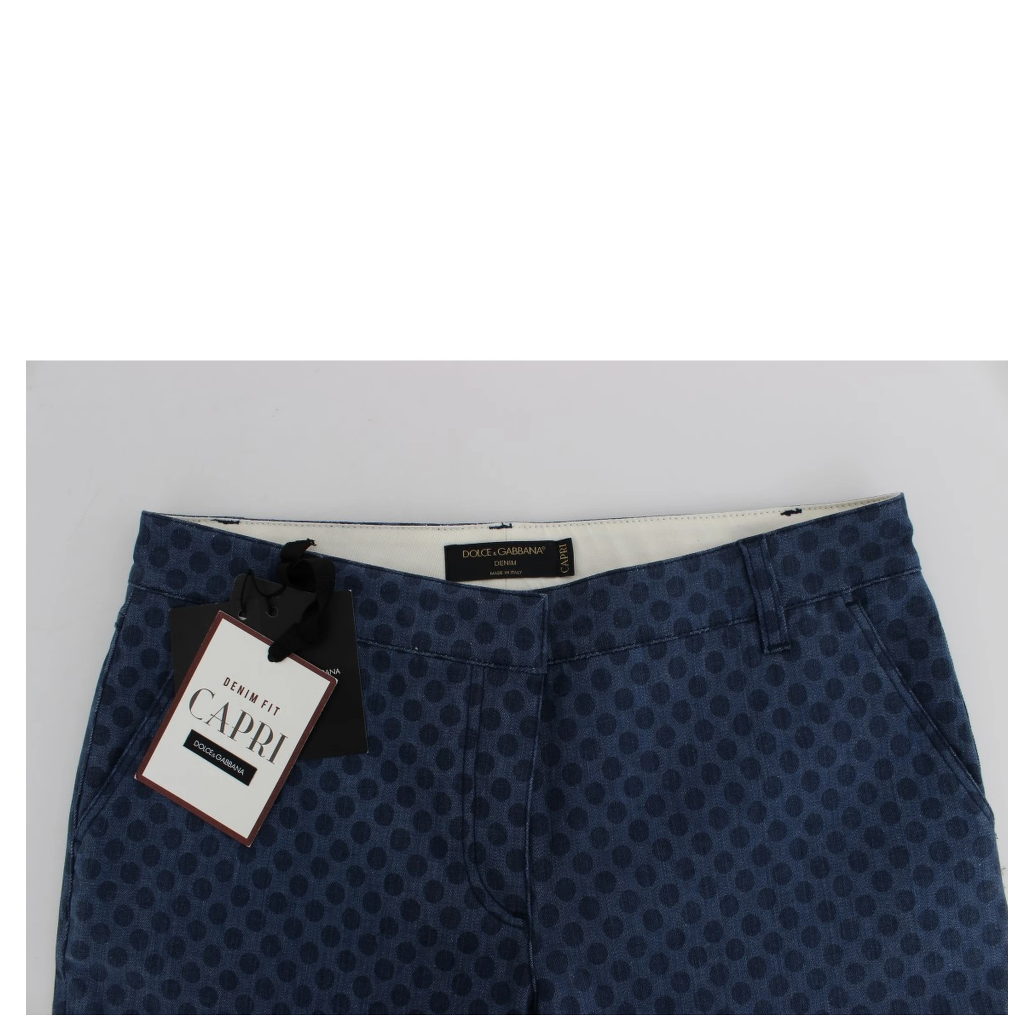 Polka Dotted Stretch Capri Jeans