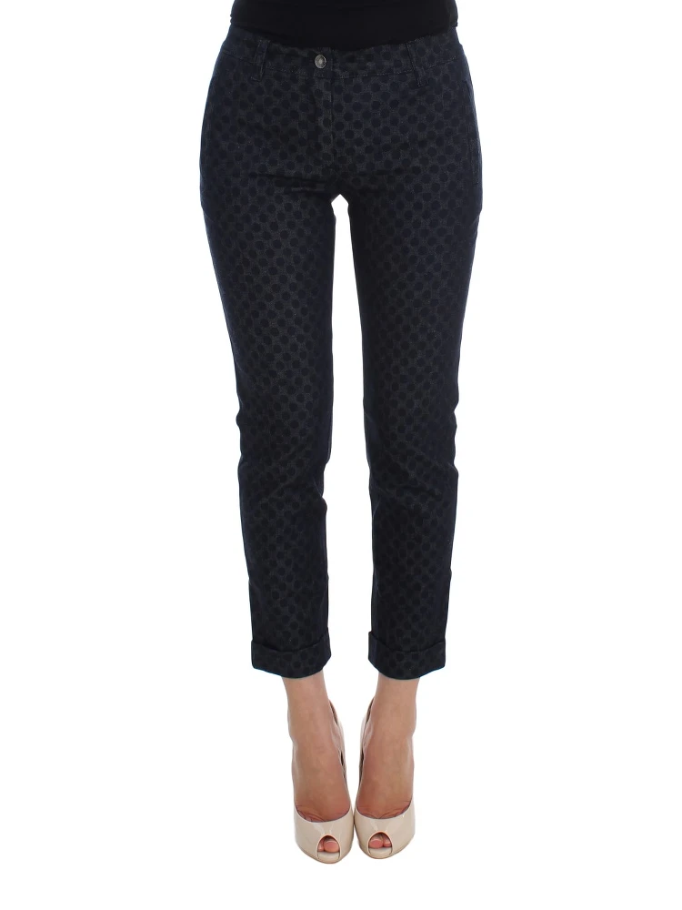 Polka Dotted Slim Capris Jeans