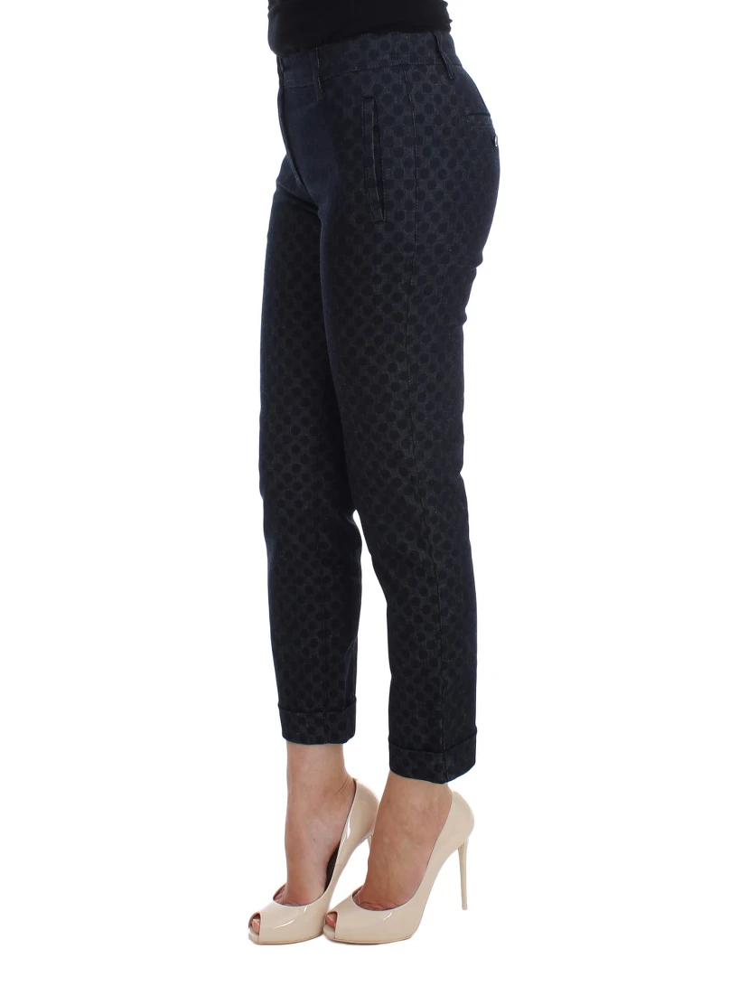 Polka Dotted Slim Capris Jeans