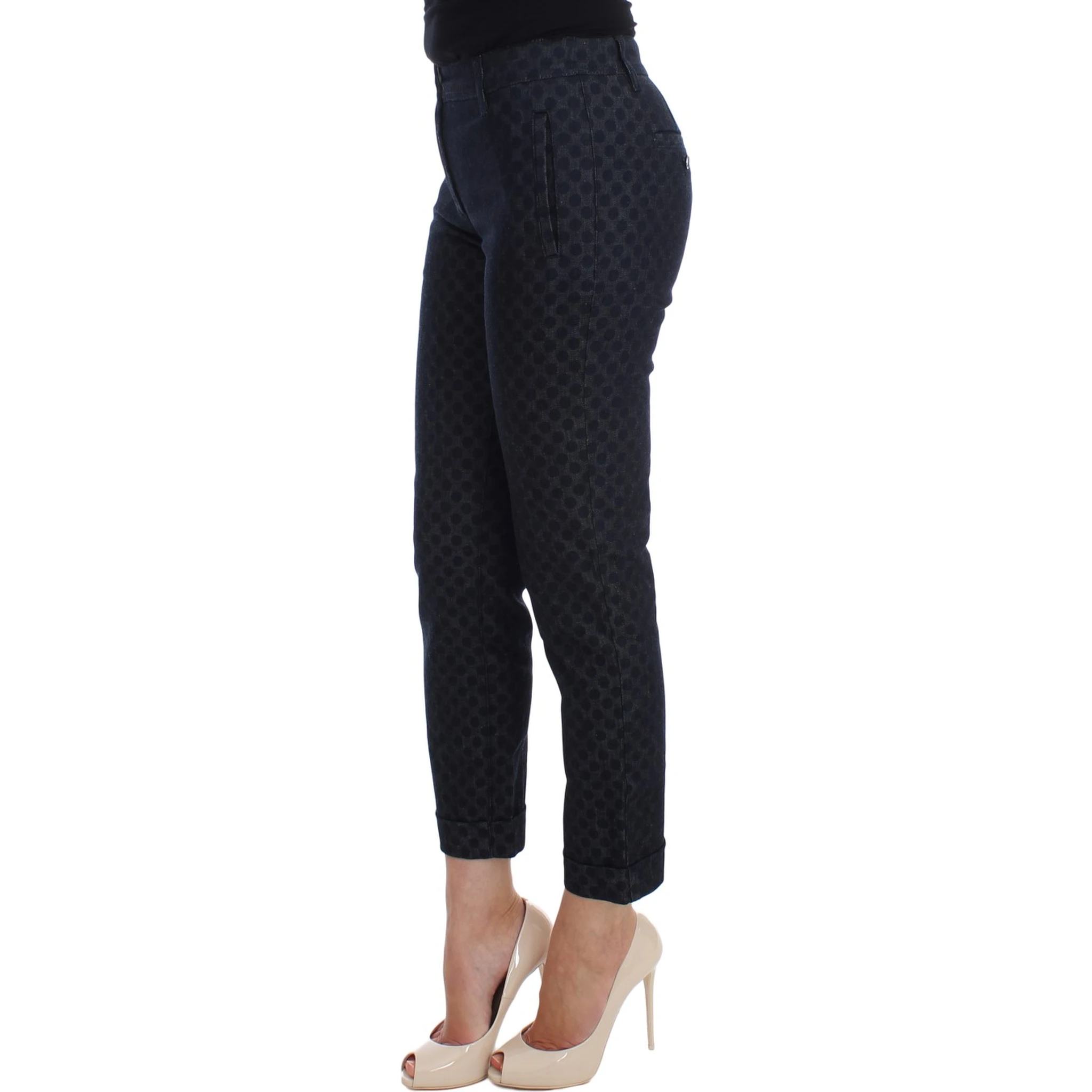 Polka Dotted Slim Capris Jeans