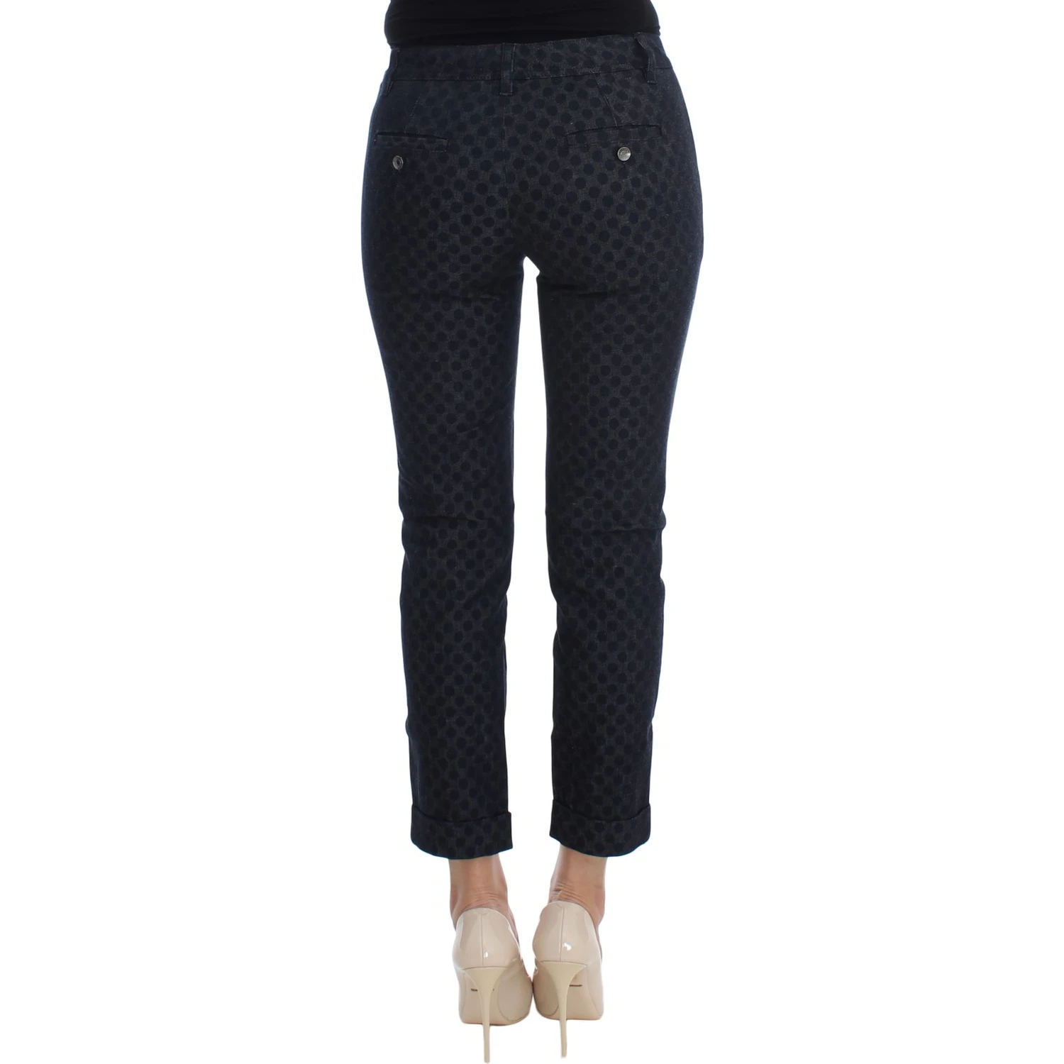 Polka Dotted Slim Capris Jeans