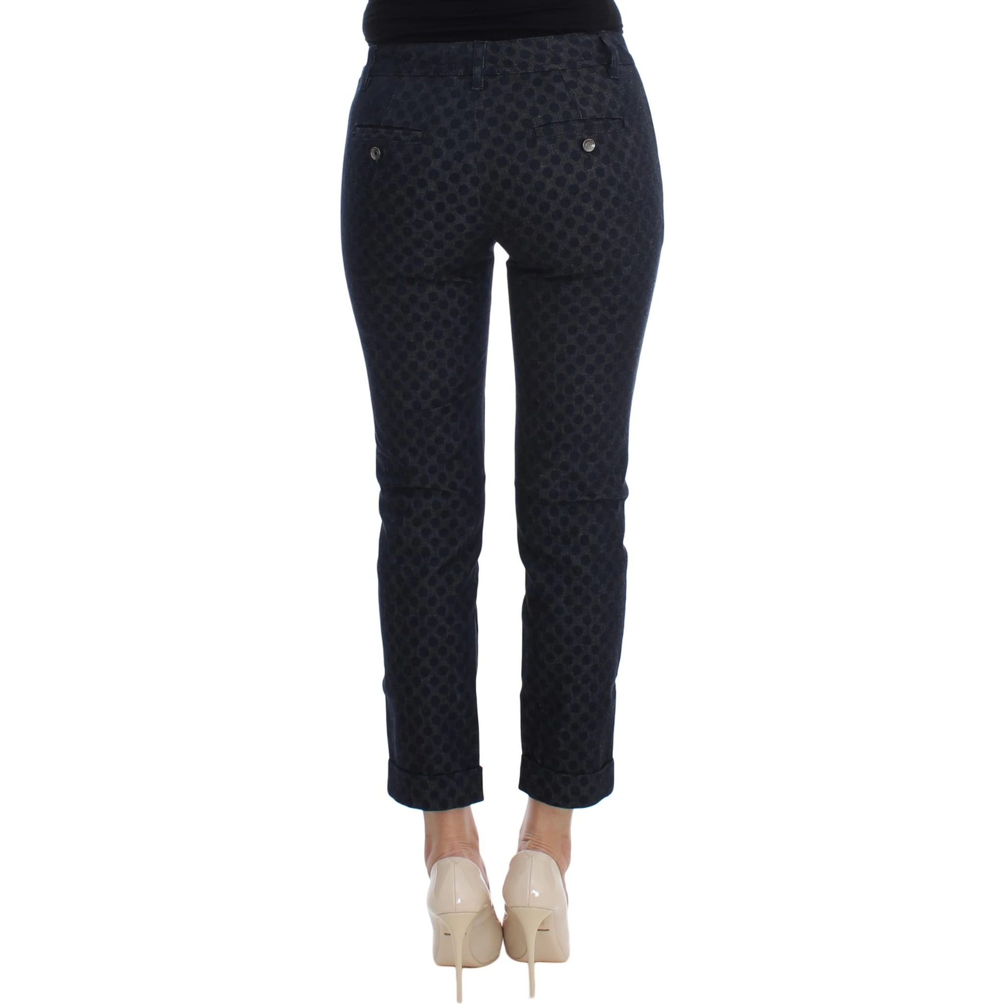 Polka Dotted Slim Capris Jeans