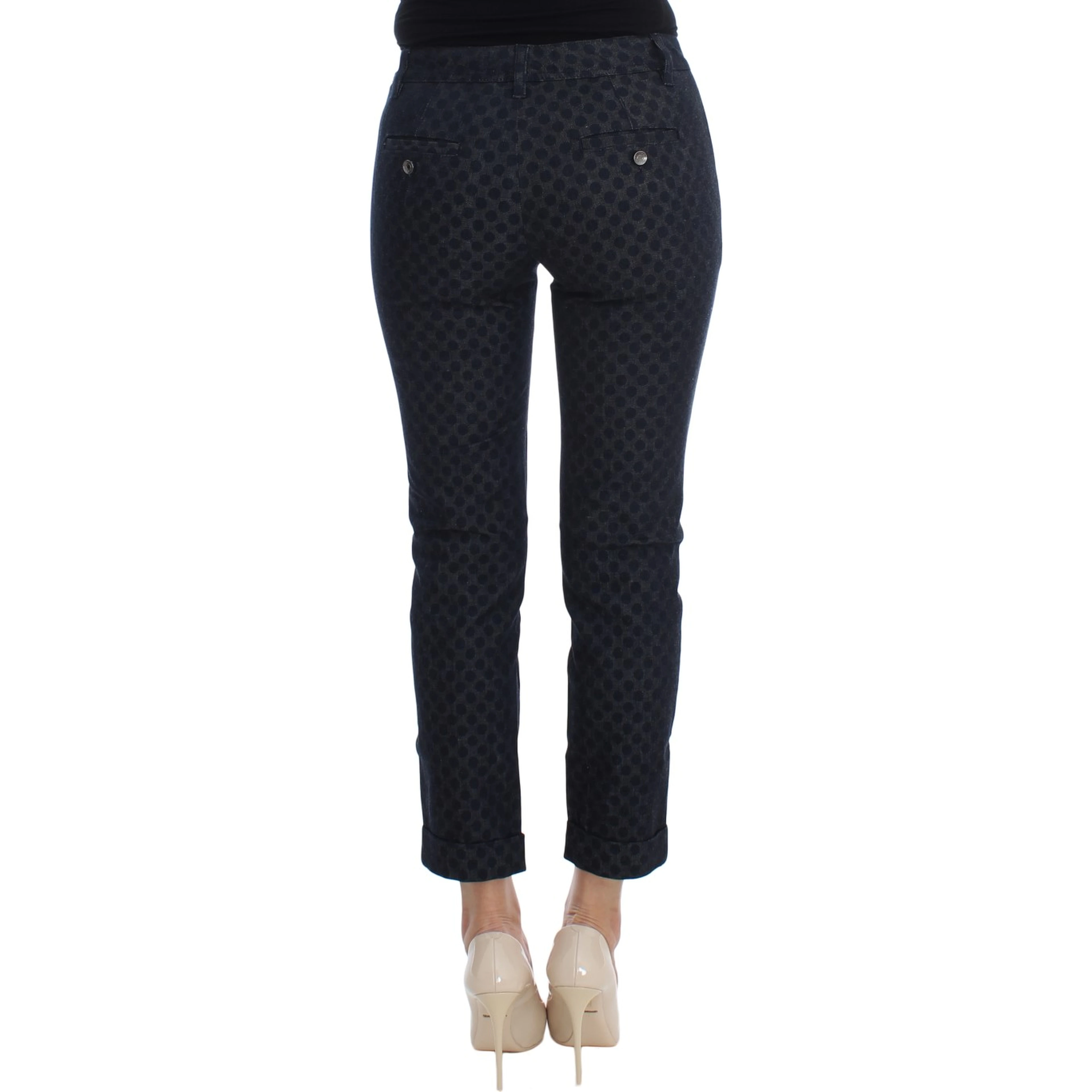 Polka Dotted Slim Capris Jeans