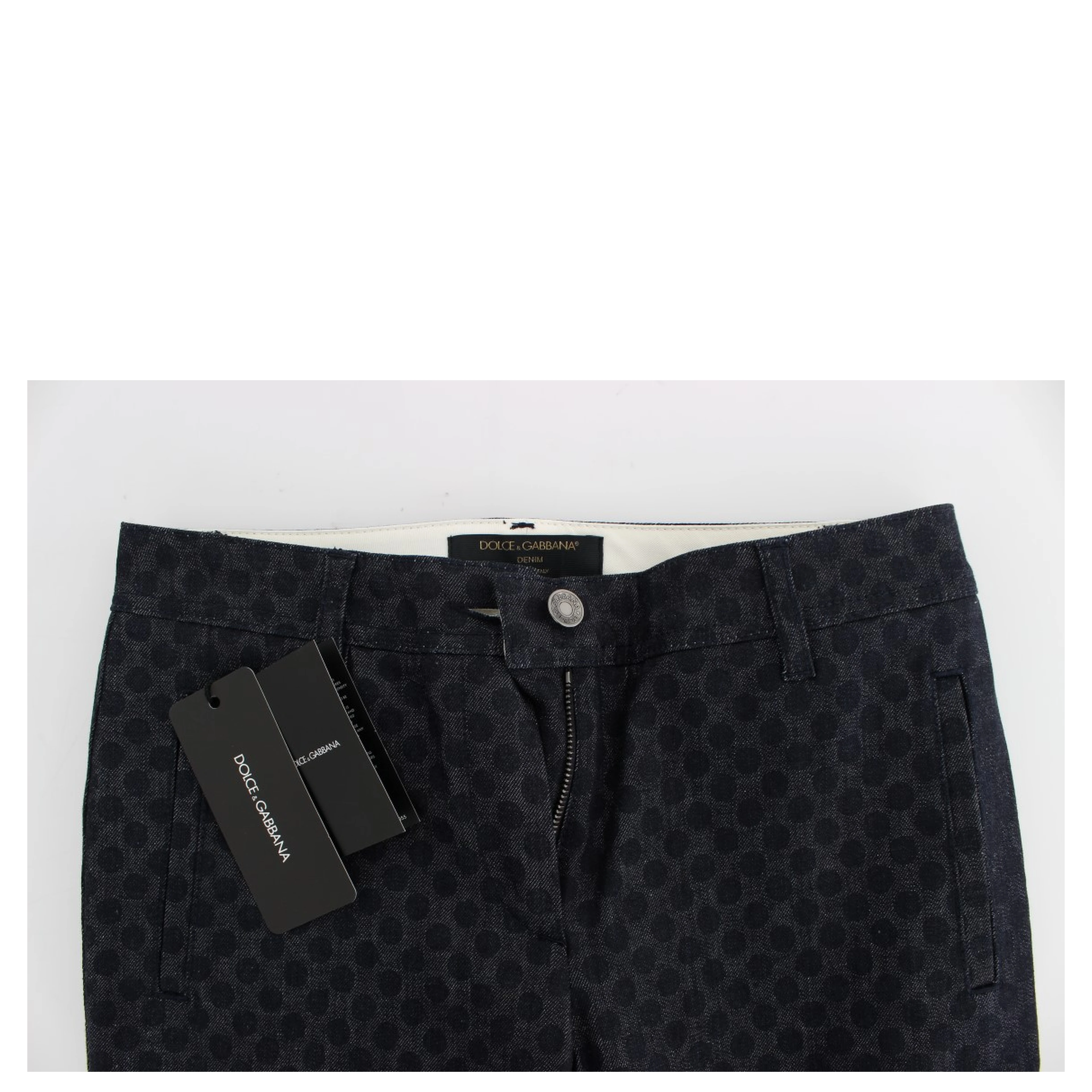 Polka Dotted Slim Capris Jeans