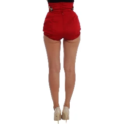 Red Silk Crystal Roses Shorts