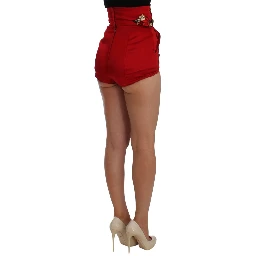 Red Silk Crystal Roses Shorts